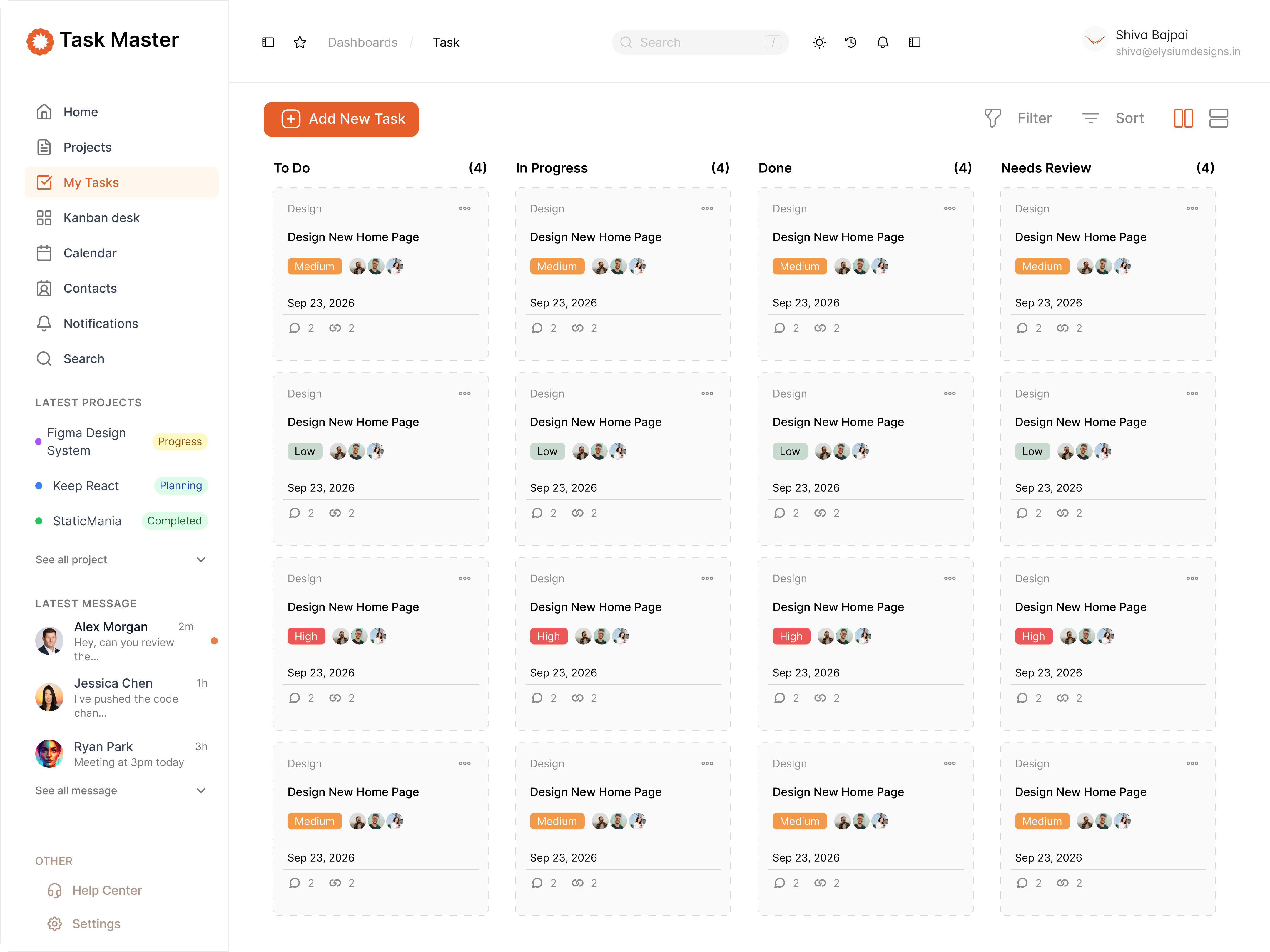 Product dashboard UI